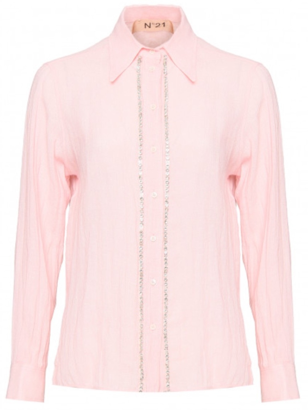 N°21 Pink Rhinestone Embellished Button Down Shirt